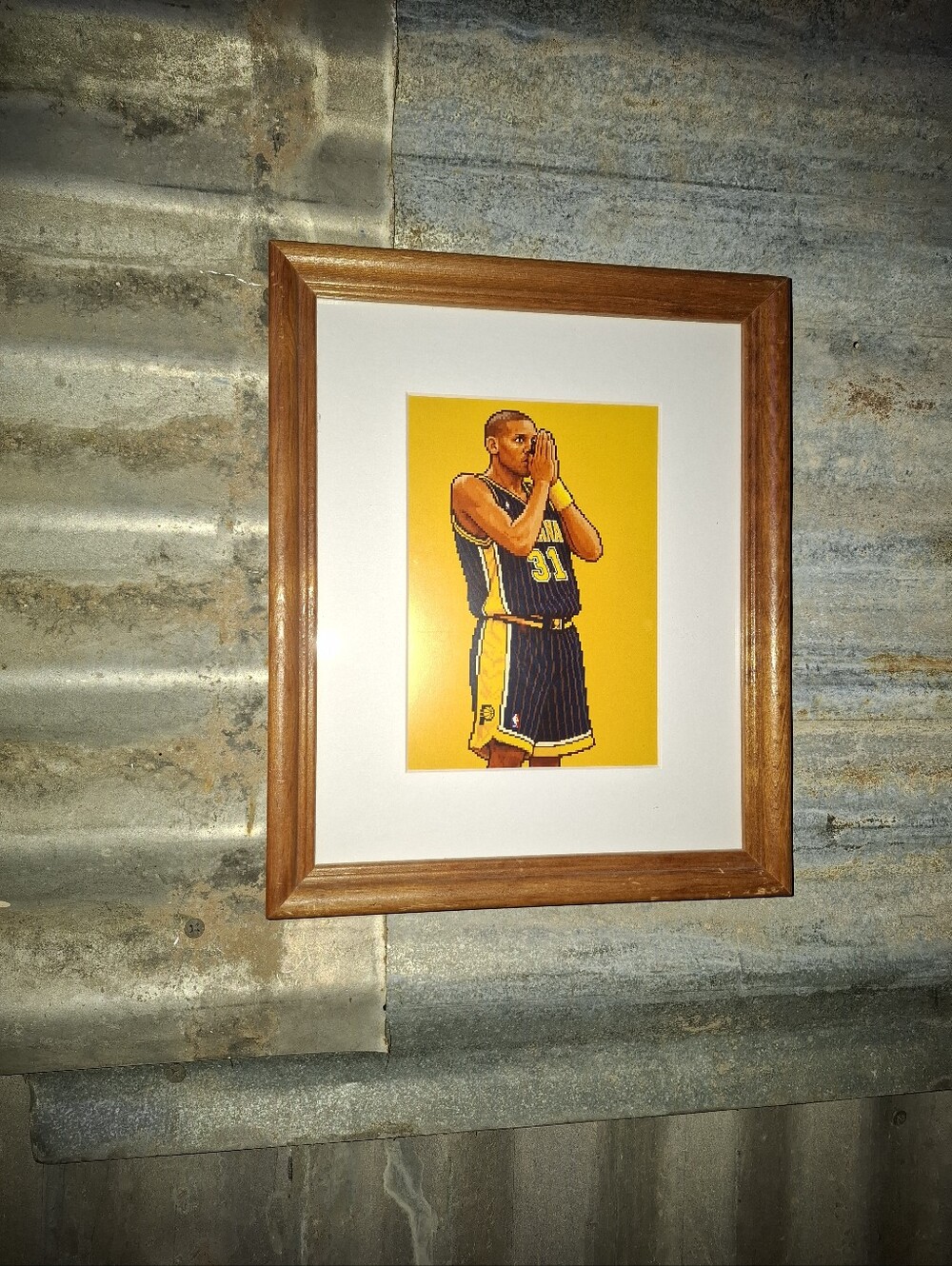8 Bit Reggie Miller Retro NBA Indiana Pacers Framed Art Print By Neon Nicho